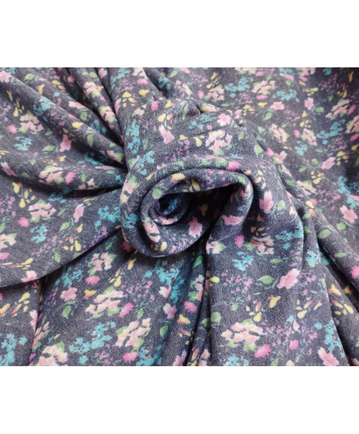 Punto de algodón fondo marino flores rosas