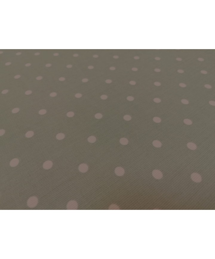 Piqué canutillo fondo gris y lunares rosas