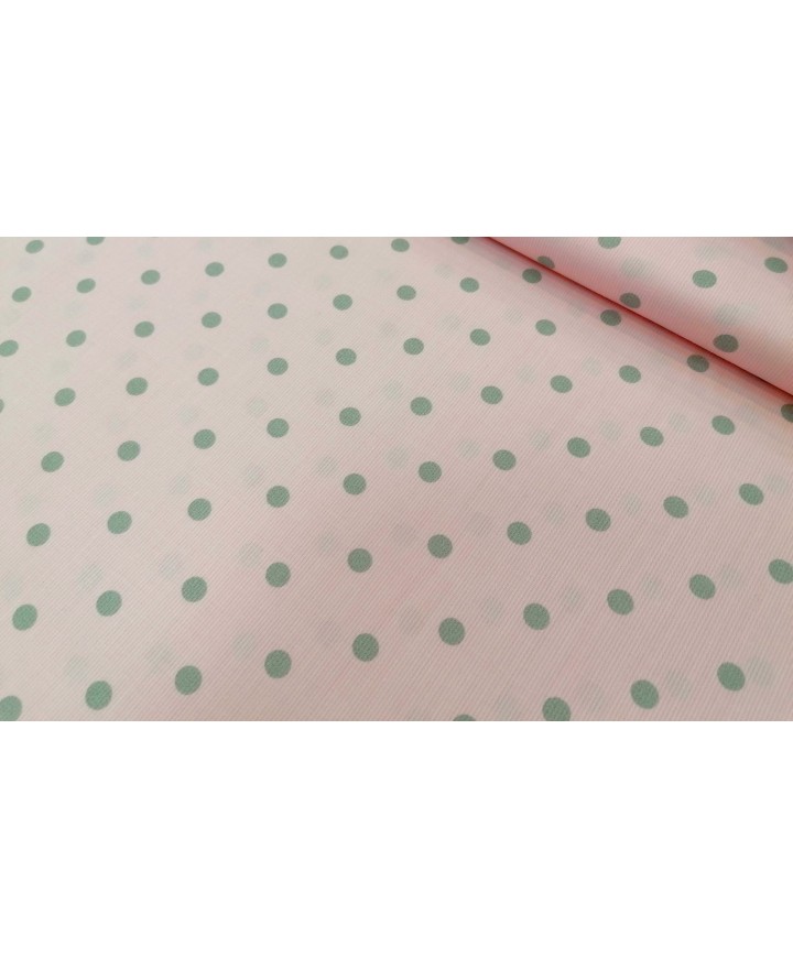 Piqué canutillo fondo rosa y lunares grises