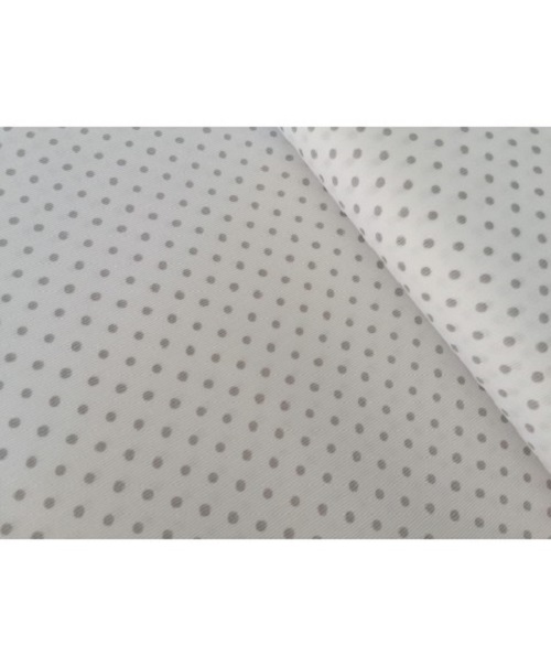 Piqué canutillo fondo blanco y lunares grises