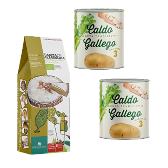 Caldo gallego de  y preparación de tarta de Santiago