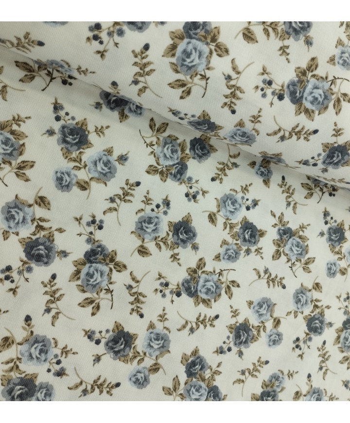 Viella flores azules y fondo beige