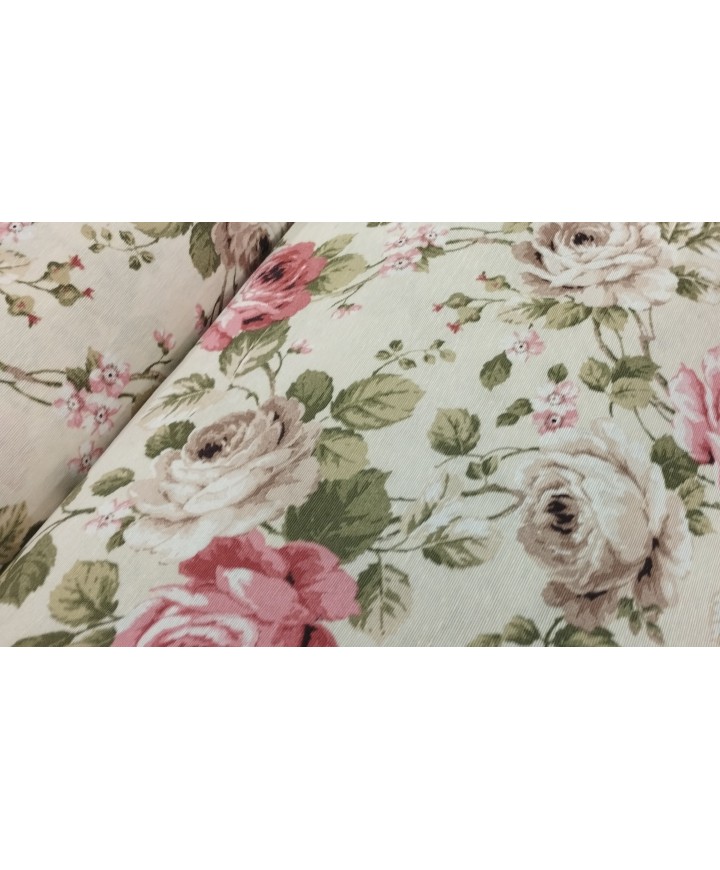 Loneta cretona rosas