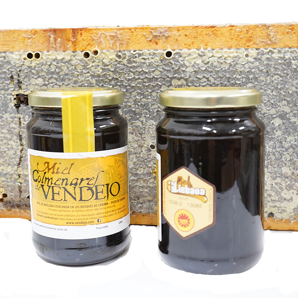 miniatura Tarros de medio kilogramo de miel de bosque Colmenares de Vendejo, miel de Liébana, Cantabria