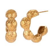 miniatura pendientes semi aro de acero dorado