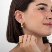 miniatura pendientes semi aro de acero dorado moderno