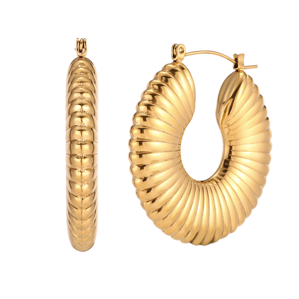 Pendiente Aro Acero - Rayas 40 mm