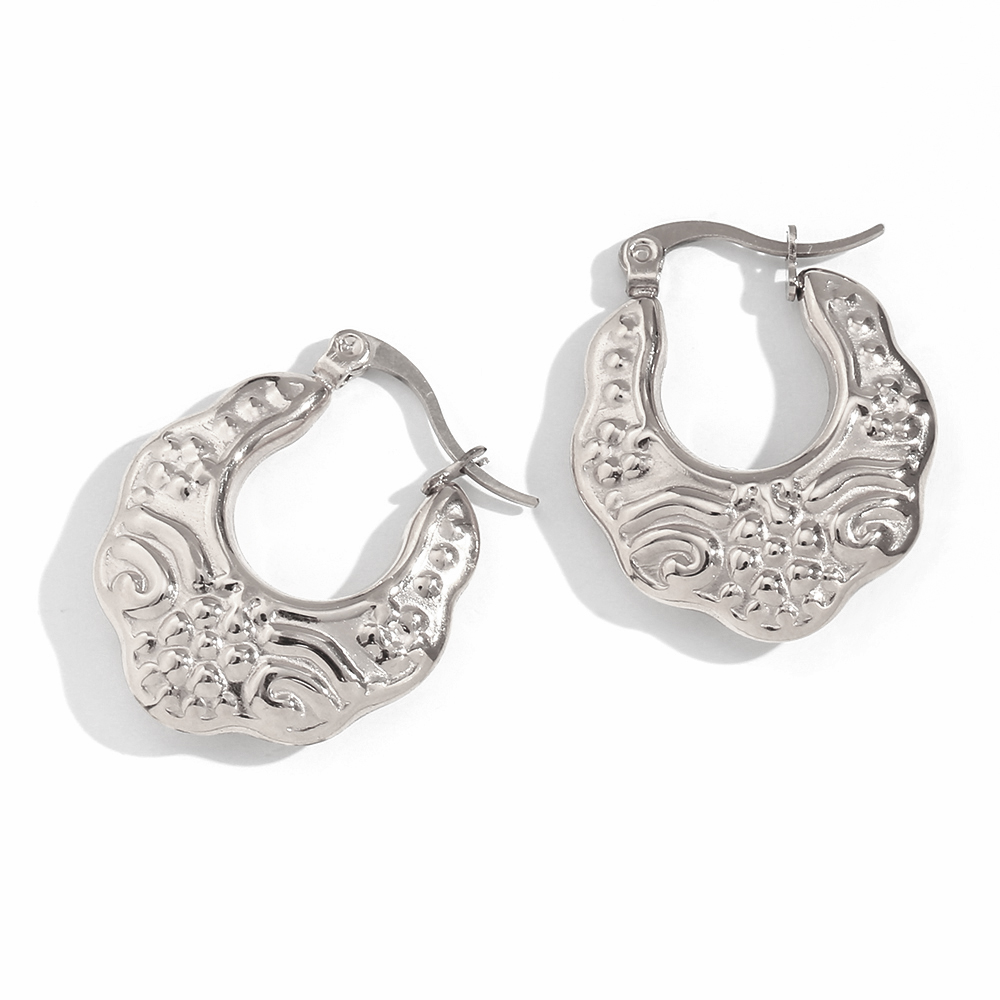 Pendientes Aro Acero Inoxidable diseño de flores
