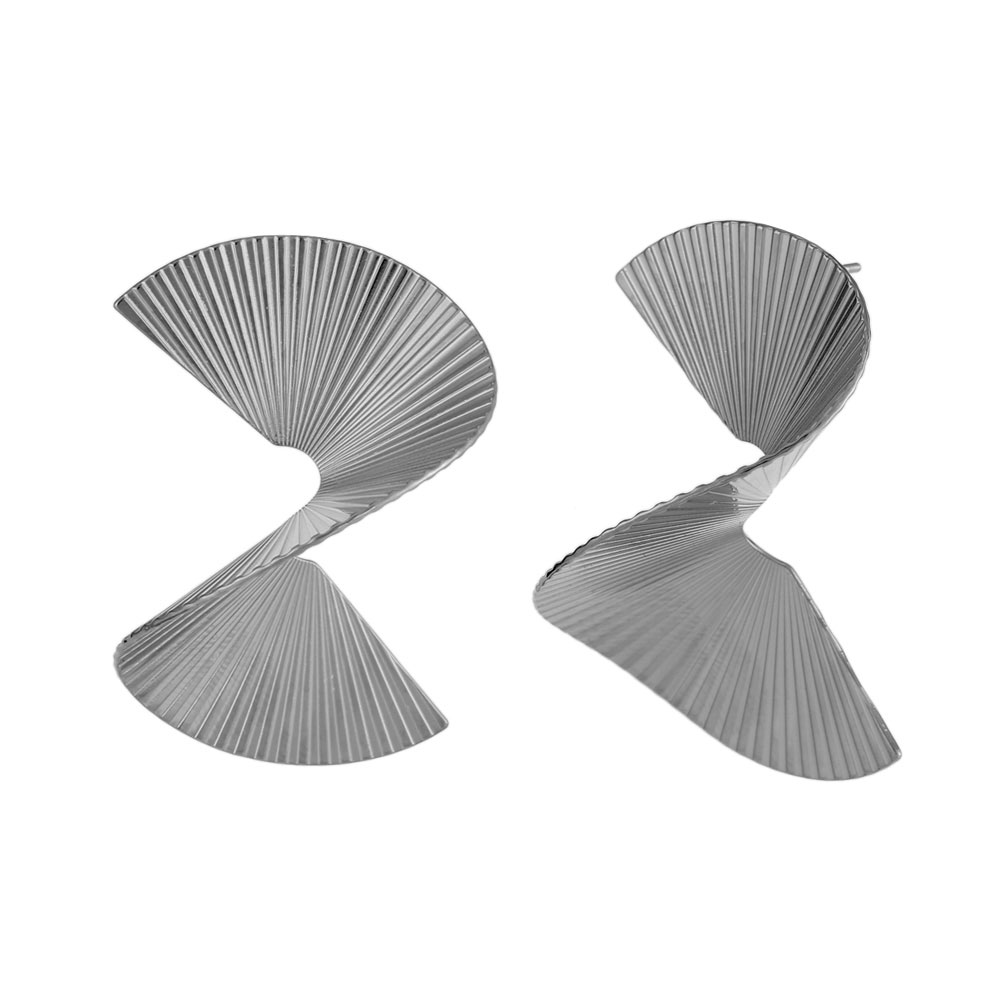 Pendientes modernos mujer acero inoxidable - Diseño espiral con rayas