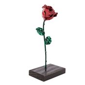 miniatura Rosa Eterna Hierro Forjado y Base de Madera - Roja y Verde 1