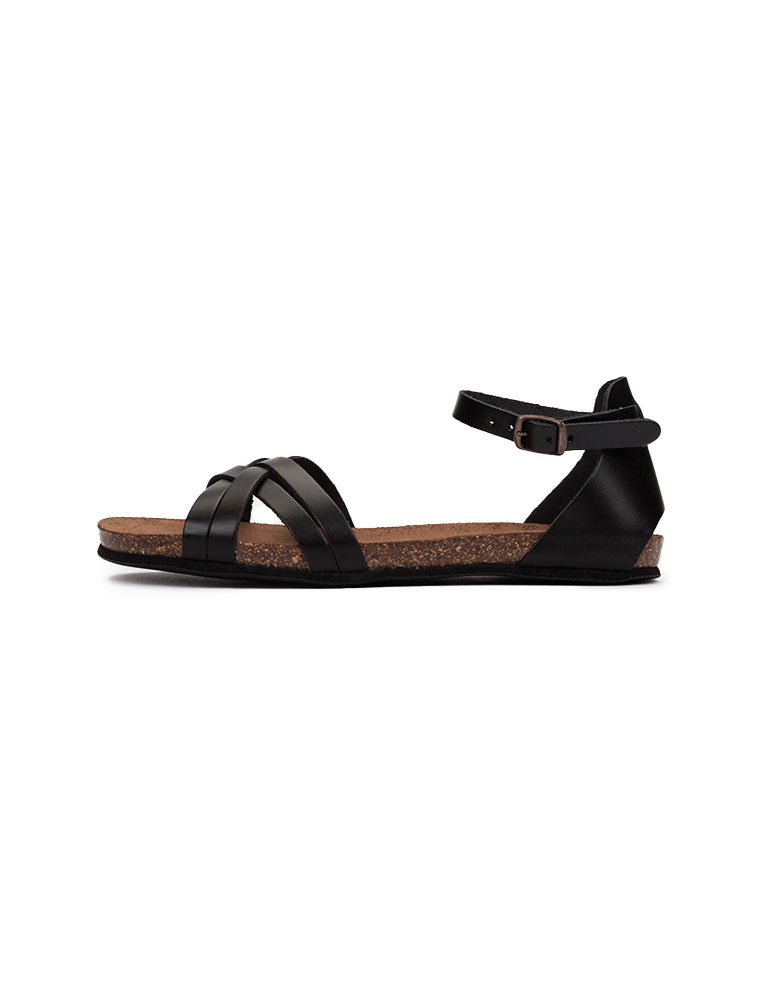 Kartamo Sandalia plana Negra Mujer