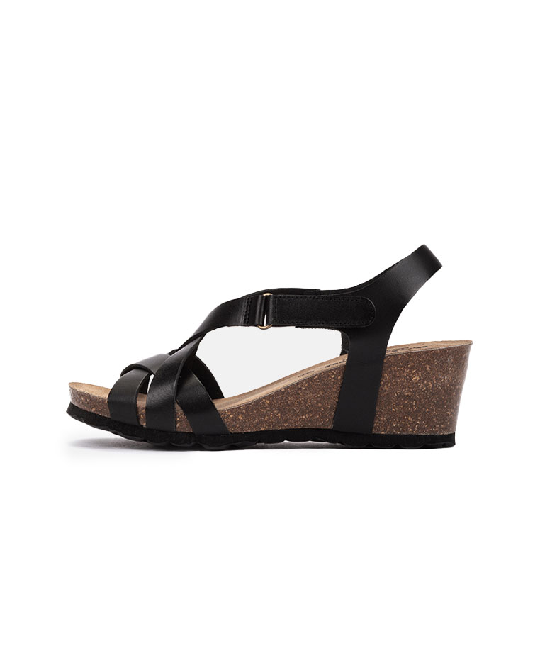 Kartamo Sandalia de cuña Negra Mujer