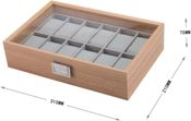 miniatura Caja para relojes con 12 compartimentos almohadillas extraíbles y tapa de cristal 2
