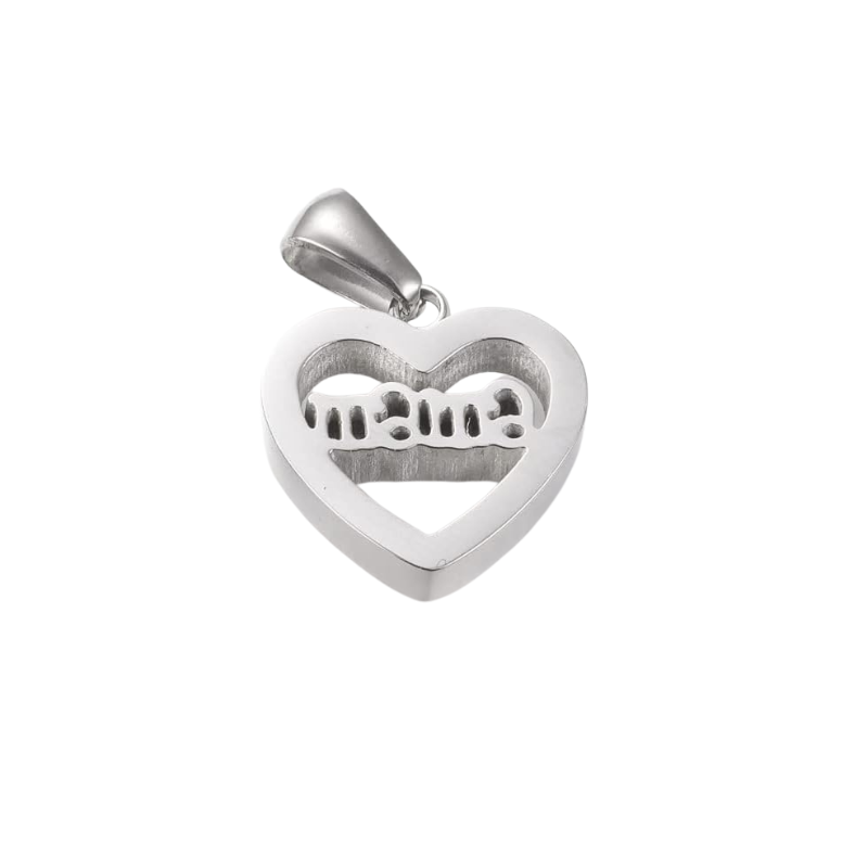 Colgante pequeño "Mama" en forma de corazón - 15 x 15 x 3.5 mm