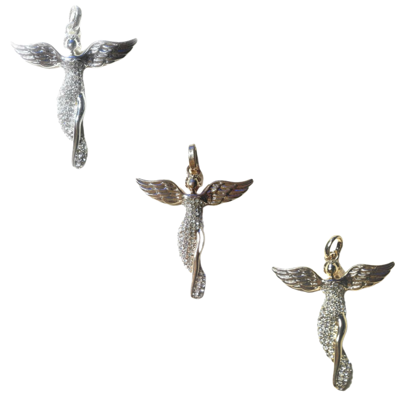 Creatulote Colgante Ángel con alas y Strass de 49 mm de largo.