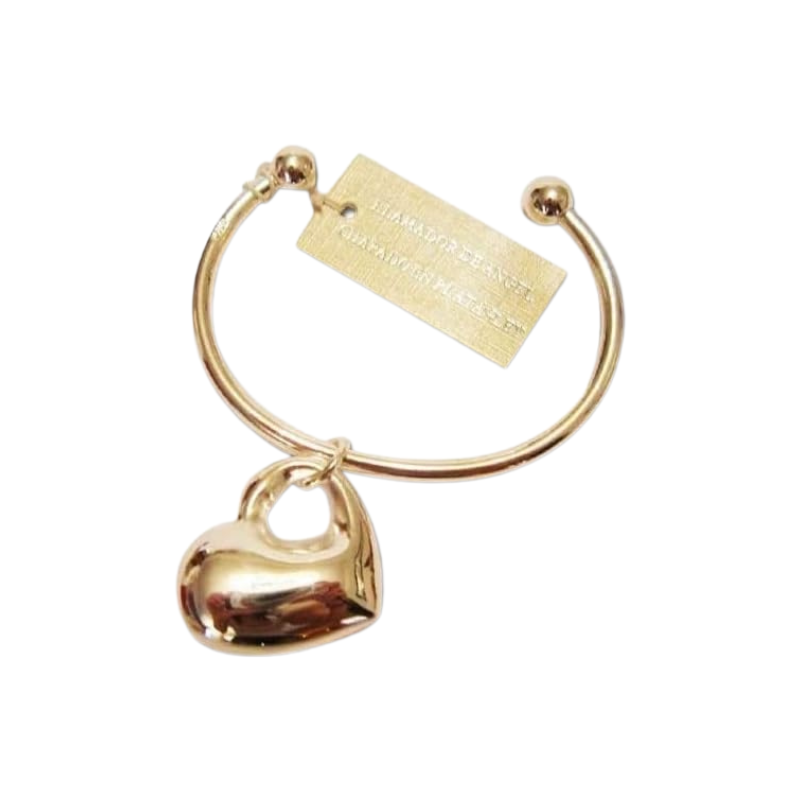 Creatulote Pulsera abierta con Llamador de Ángeles con forma de corazón y sonido armonioso bañada en Plata