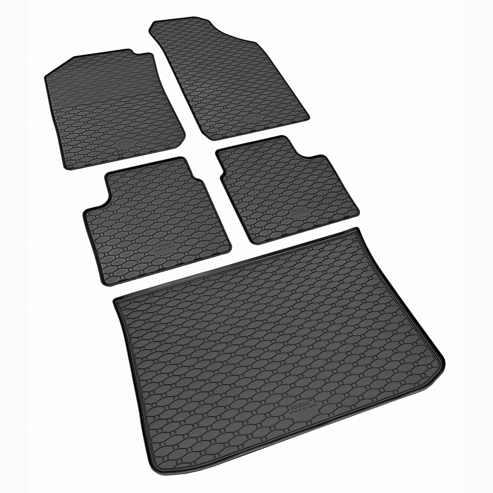 Car Lux Conjunto Alfombra protector maletero de goma y alfombrillas de goma a medida para DACIA Spring desde 2022