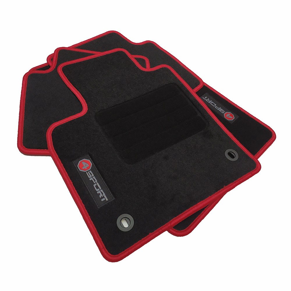Car Lux Alfombrillas en moqueta velour a medida con logo y borde rojo para MG4 (eléctrico) a partir de 2022