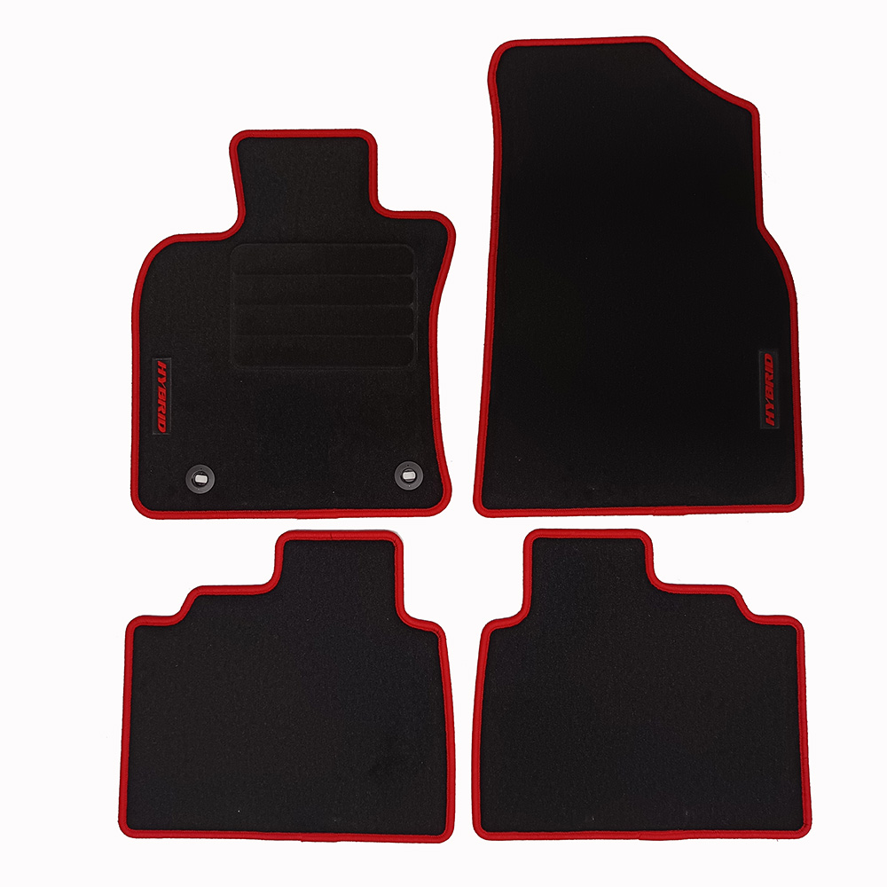 Car Lux Alfombras alfombrillas a medida para Toyota Camry a partir de 2018 en moqueta velour con logo y borde rojo