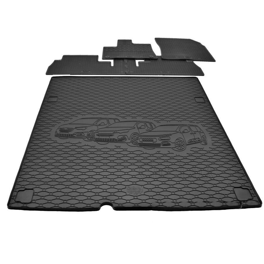 Car Lux Conjunto de Alfombra de maletero y alfombrillas de goma para FIAT Doblò III L2 (modelo largo) desde 2023