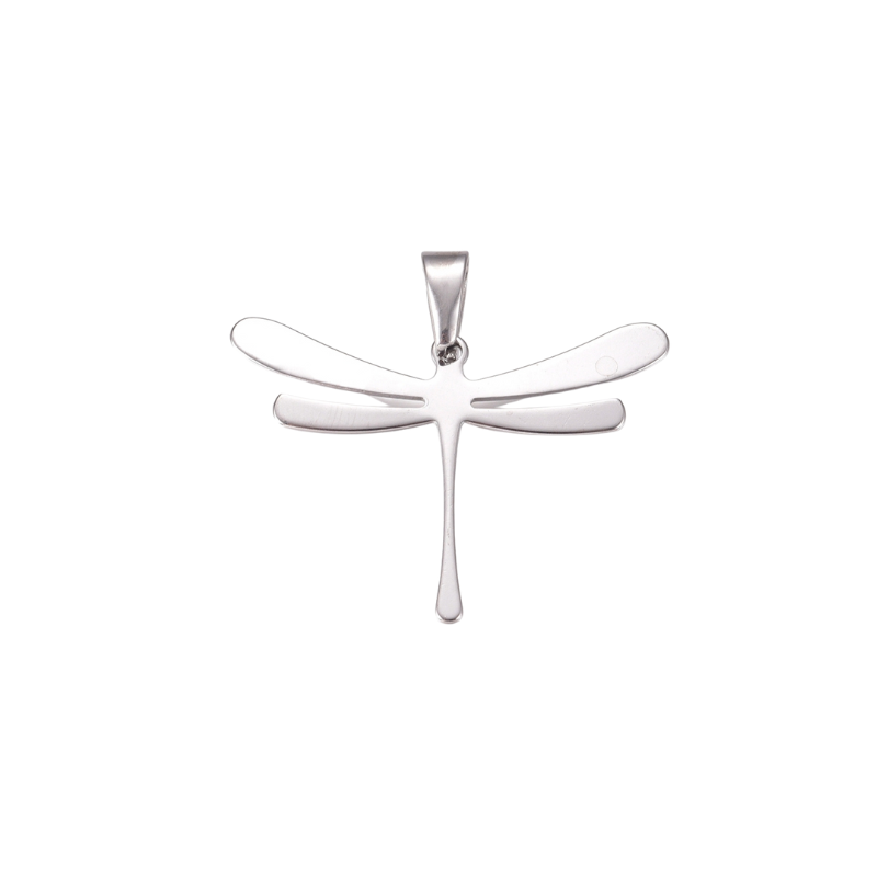 Colgante Libélula de acero inoxidable - 32x45x1 mm con collar 46.5 cm