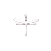 miniatura Colgante Libélula de acero inoxidable - 32x45x1 mm con collar 46.5 cm