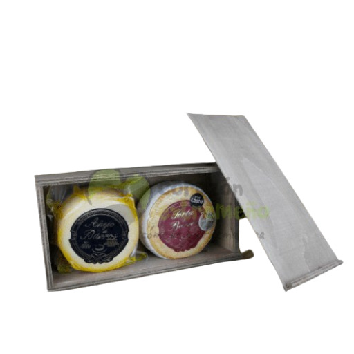 Corazón Extremeño Cesta Regalo Navidad Lote Torta de Barros+ Añejo de Barros+Caja Madera de regalo