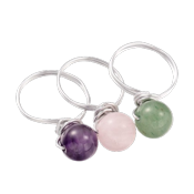 miniatura Pack de 3 anillos con minerales rígidos 19 mm diámetro 1