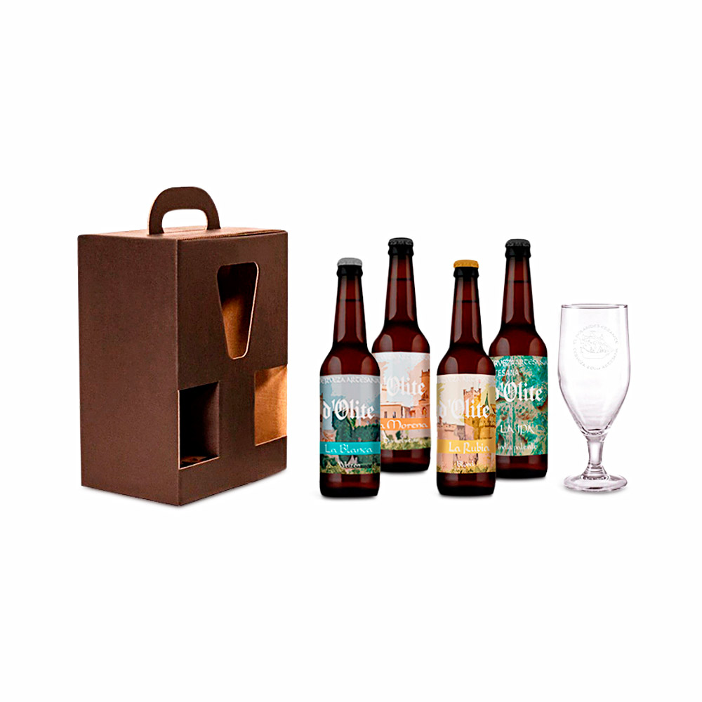 Cerveza - Pack 4 con vaso origen