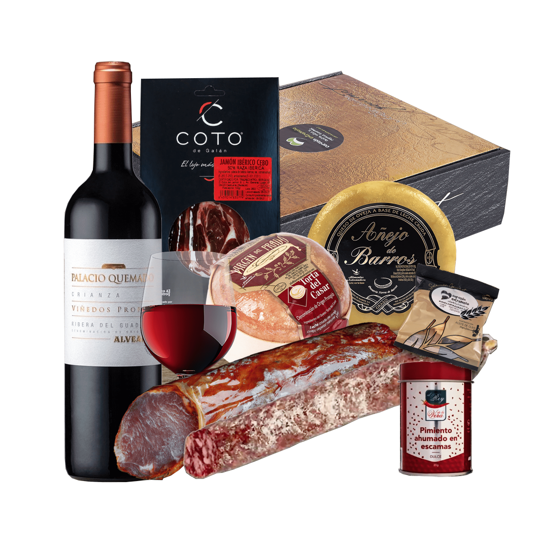 Corazón Extremeño Cesta Regalo Navidad Lote Gourmet Valdefuentes