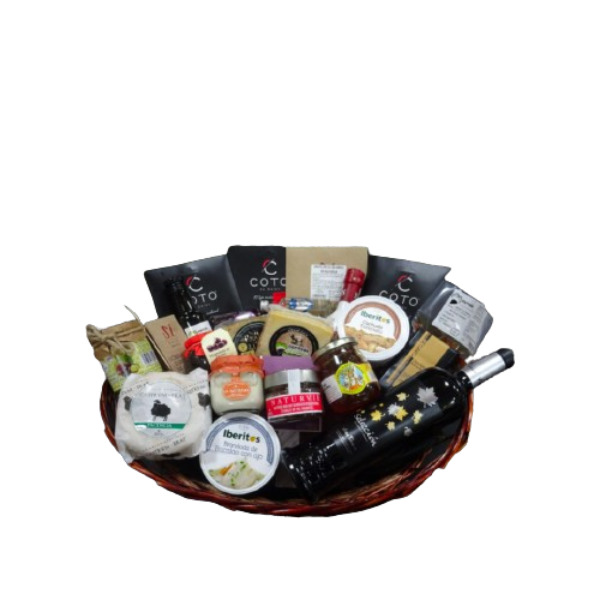 Corazón Extremeño Cesta Regalo Gourmet Montehermoso + 10 paquetes de jamón Bellota 50%