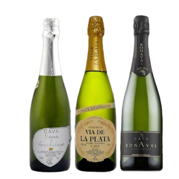 Corazón Extremeño Cesta Regalo Navidad Lote Estuche Pack Degustación 3 Cavas Extremeños