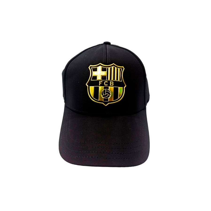 Gorra Barcelona Adulto negra Escudo Dorado