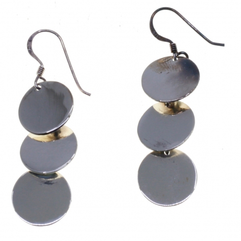Mary G Pendientes Plata 3 Circulos Brillo 4 Cm De Largo