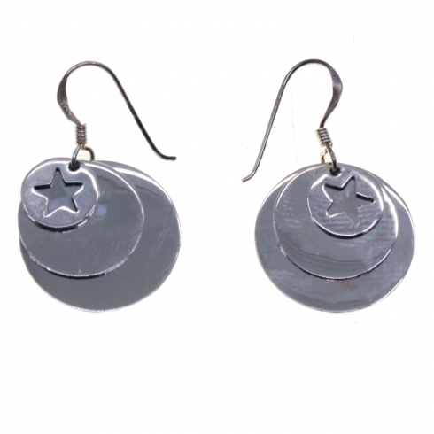 Mary G Pendientes Plata Circulos C/estrella 2cm