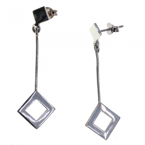 Mary G Pendientes Plata Cuadrados 4 Cm Largo