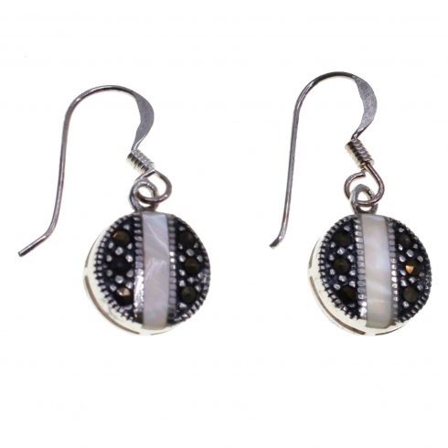 Mary G Pendientes Plata  Nacar Blanco / Circonitas