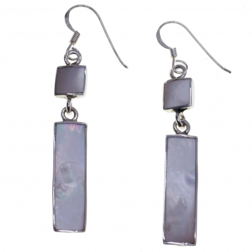 Mary G Pendiente Plata/ Nacar Colores 4cm Largo