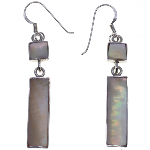 Mary G Pendiente Plata/ Nacar Colores 4cm Largo