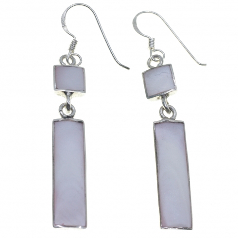 Mary G Pendiente Plata/ Nacar Colores 4cm Largo