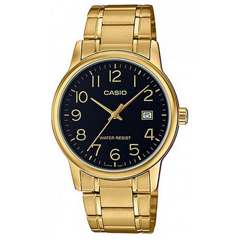 CASIO Casio Gent´s Mtp-v002g-1b Reloj De Pulsera Analógico Para Hombre Color Dorado