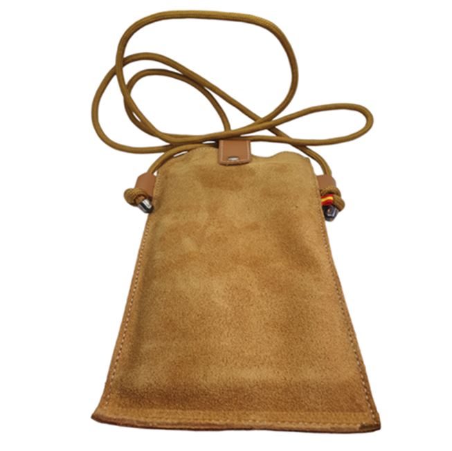 Bolso cartera bandolera de piel ante marrón