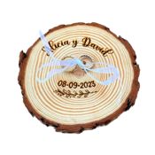 miniatura Porta Alianzas de madera natural personalizado para anillos de boda