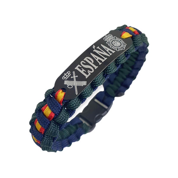 Pulsera Paracord, 2 escudos G. Civil y CNP España