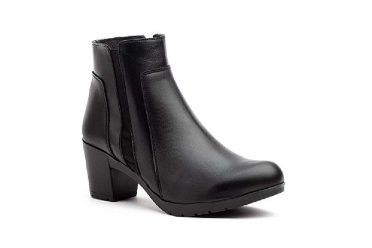 Botín Mujer Piel Negro Elástico Cremallera Tacón 1