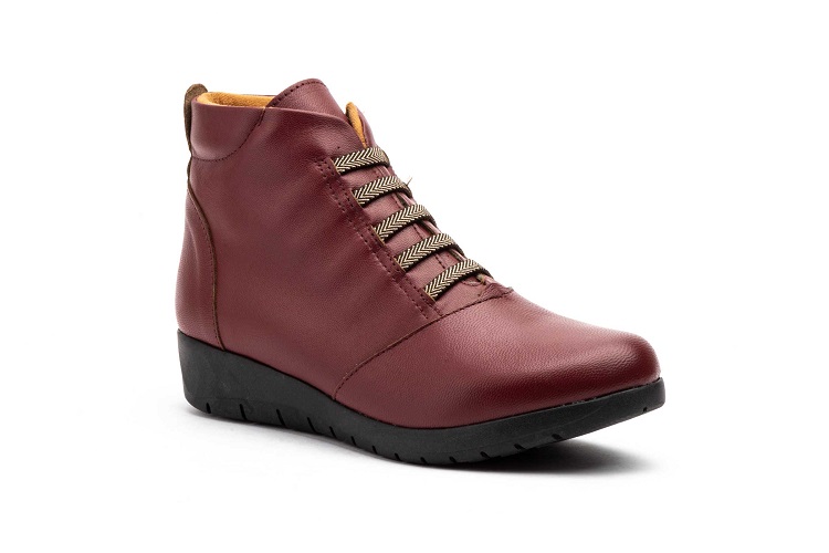 JAM Botín Mujer Piel  Cordones Elásticos Cremallera Cuña