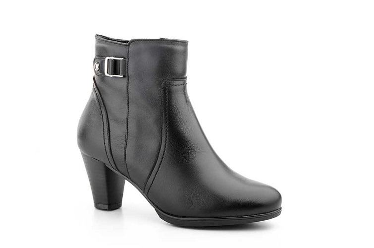 Botín Mujer Piel  Hebilla Cremallera Tacón