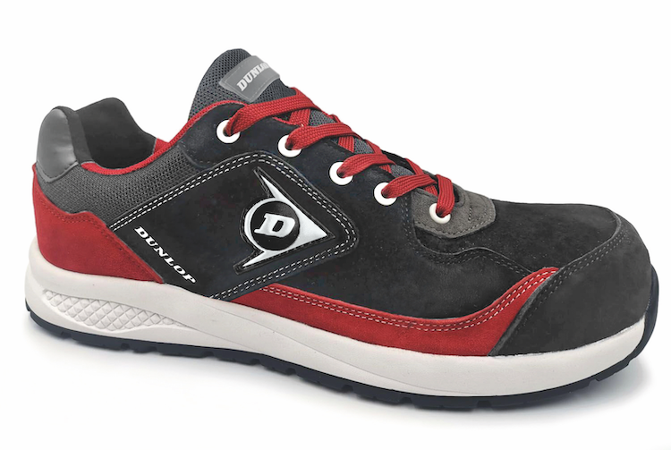 Dunlop Zapato de trabajo, Calzado de Seguridad tipo zapatilla DUNLOP Flying Luka S3- HRO, Carbón Rojo.