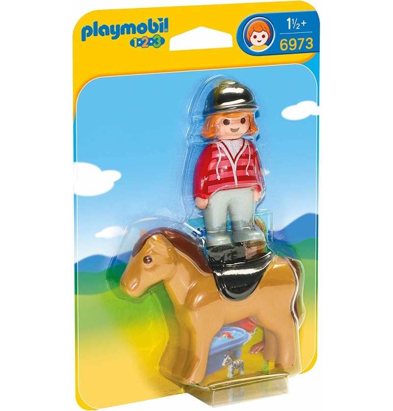 Playmobil Figura Jinete con Caballo Playmobil 1.2.3