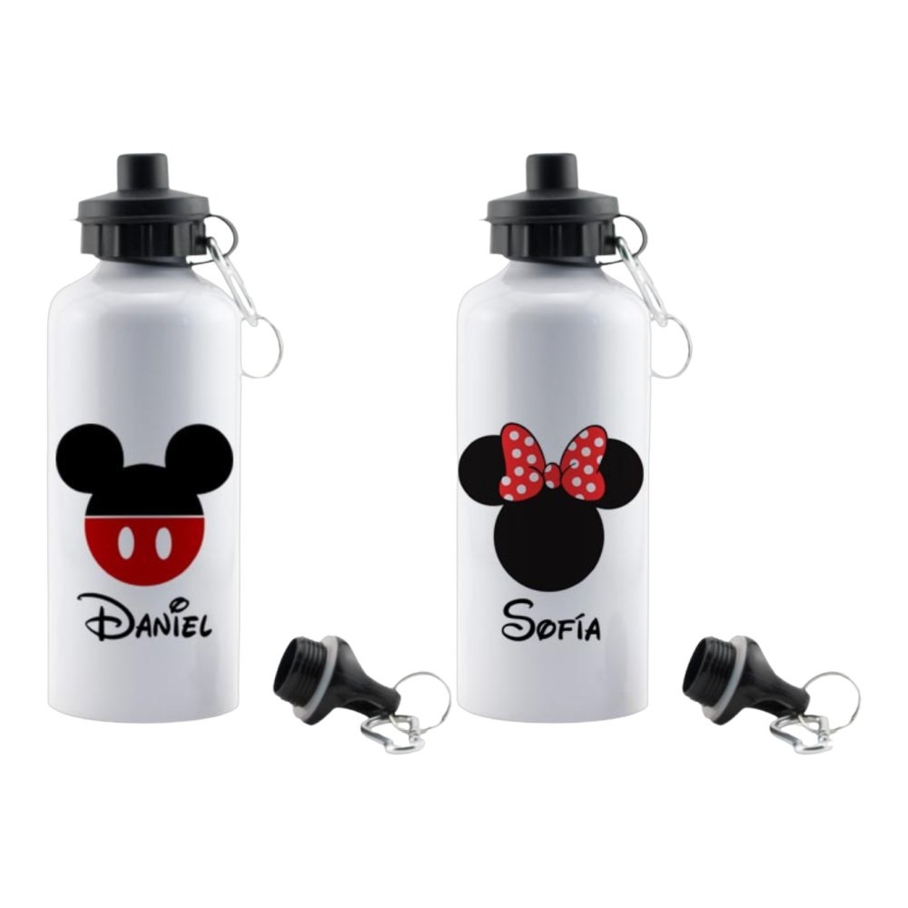 Botella Aluminio 600ml Mickey Minnie
